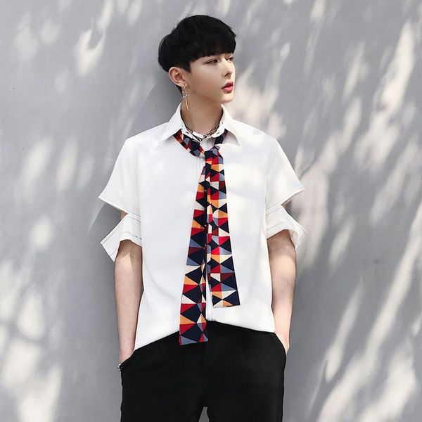 m-xlsummer catwalk models alternative hollow sleeve design collection line color silk scarf decorative shirt . men's t-shirts, White;black
m-xlsummer catwalk models alternative hollow sleeve design collection line color silk scarf decorative shirt . men's t-shirts, White;black