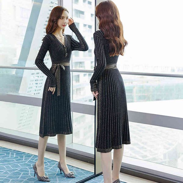 dress shiny pleated sweater elegant women black spring autumn long sleeve v-neck sash glitter a-line knit vestidos, Black;gray
dress shiny pleated sweater elegant women black spring autumn long sleeve v-neck sash glitter a-line knit vestidos, Black;gray