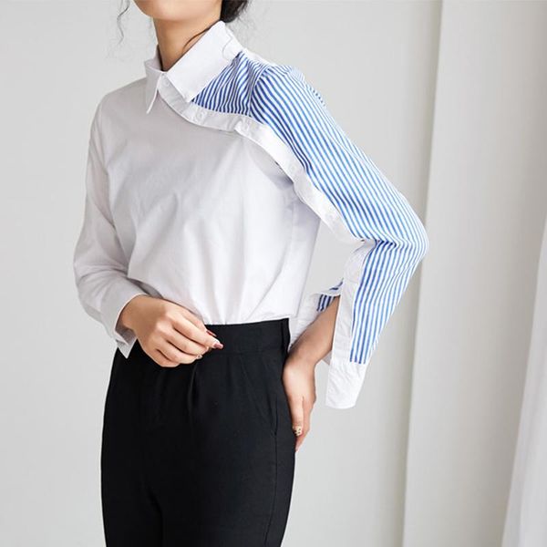 women's blouses & shirts stylish spliced women blouse turn-down collar striped button long sleeve ladies streetwear white shirt korean
women's blouses & shirts stylish spliced women blouse turn-down collar striped button long sleeve ladies streetwear white shirt korean