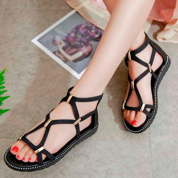 sandals women summer cross-tied hollow out roman shoes woman comfortable flats beach sandalias size for 2021, Black
sandals women summer cross-tied hollow out roman shoes woman comfortable flats beach sandalias size for 2021, Black