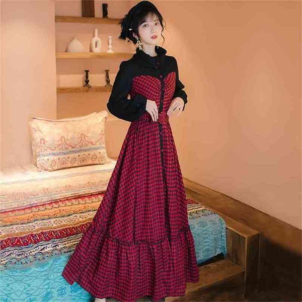 vintage red plaid long women dress spring fake set vestidos full sleeve ankle-length evening party elegant dresses 210603, Black;gray
vintage red plaid long women dress spring fake set vestidos full sleeve ankle-length evening party elegant dresses 210603, Black;gray