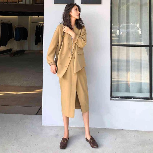 women's suits skirt spring summer blazer and slit e together quality joint pieces, Black
women's suits skirt spring summer blazer and slit e together quality joint pieces, Black