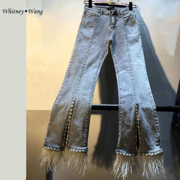 women's jeans whitney wang 2021 autumn fashion streetwear diamonds pearls beading feathers women denim pants, Blue
women's jeans whitney wang 2021 autumn fashion streetwear diamonds pearls beading feathers women denim pants, Blue