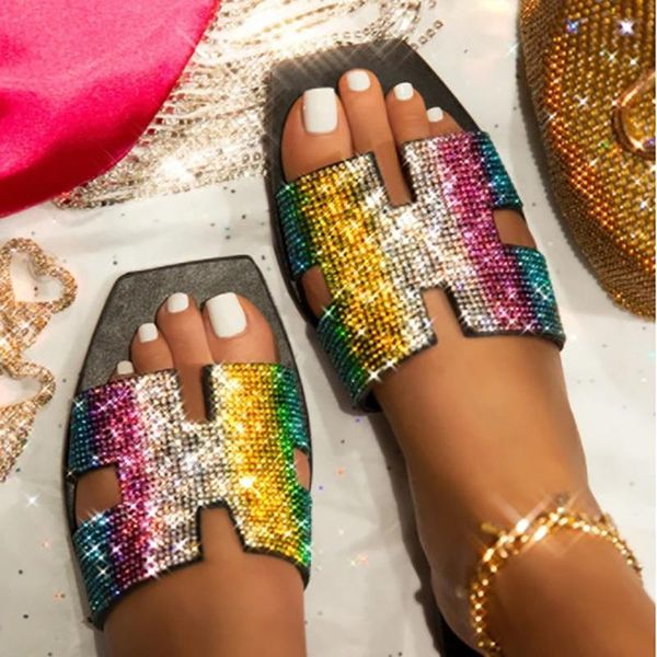 slippers summer women flat sandals luxury rhinestone ladies party shoes open toe beach slides large size female flip flops, Black
slippers summer women flat sandals luxury rhinestone ladies party shoes open toe beach slides large size female flip flops, Black