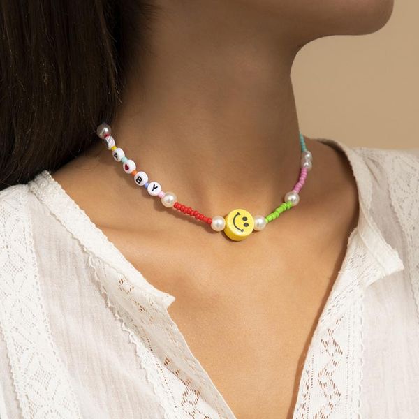 chokers bohemian imitation pearl choker necklace for women kpop cute sweet beaded letters chain neck jewelry girl beach accessories gift, Golden;silver
chokers bohemian imitation pearl choker necklace for women kpop cute sweet beaded letters chain neck jewelry girl beach accessories gift, Golden;silver