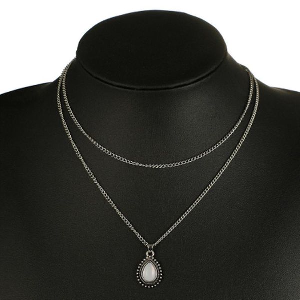 chains drops shape pendant necklace double-layer gifts alloy chain rhinestones inlaid female lb, Silver
chains drops shape pendant necklace double-layer gifts alloy chain rhinestones inlaid female lb, Silver