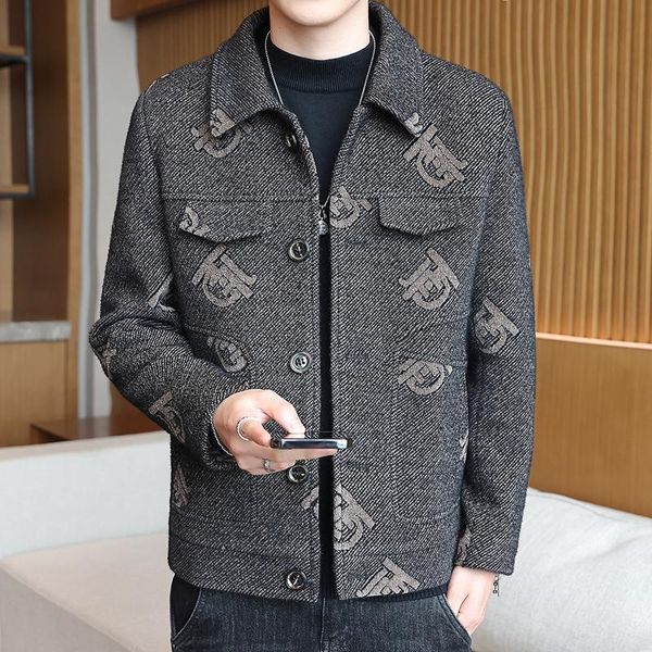 men's wool & blends 2021 korean jacket men letter printing casual business trench coat short social streetwear overcoat windbreaker, Black
men's wool & blends 2021 korean jacket men letter printing casual business trench coat short social streetwear overcoat windbreaker, Black