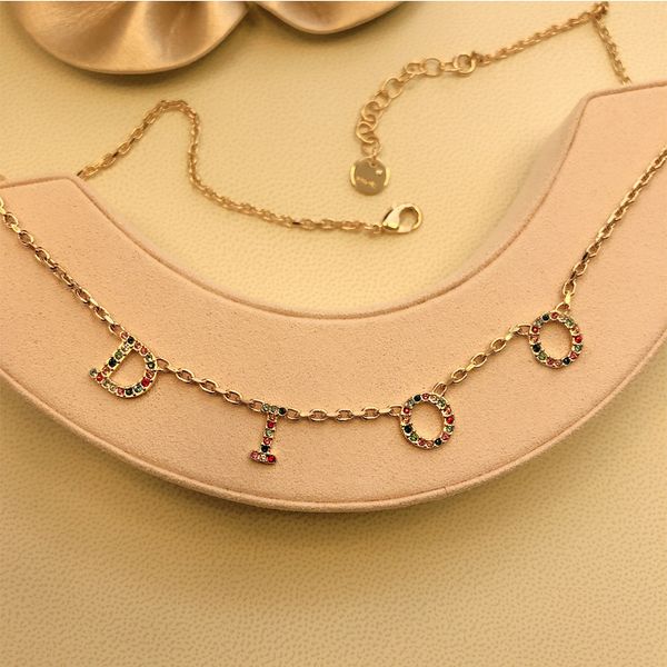 special offer 2021 luxury designer jewelry high end color diamond letter necklace brass french simple women's neck chain, Silver
special offer 2021 luxury designer jewelry high end color diamond letter necklace brass french simple women's neck chain, Silver