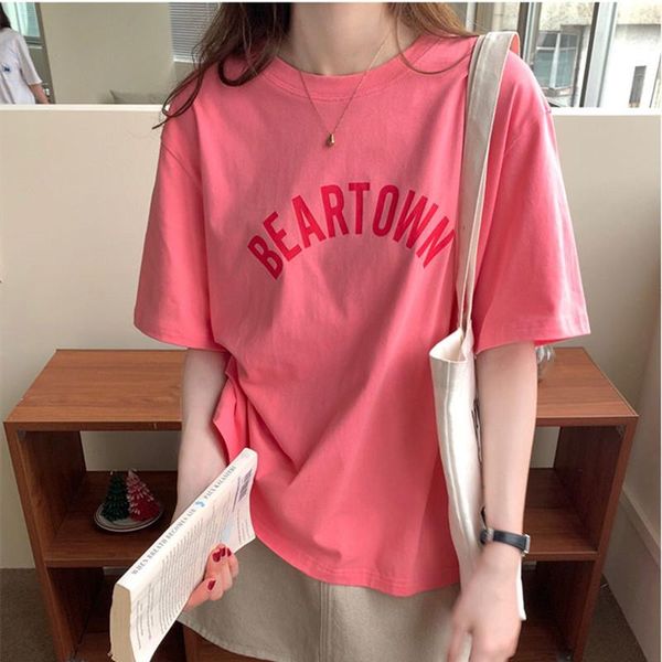 women's t-shirt 4colors 2021 summer korean style letter print short sleeve womens loose tees shirt femme (x1971), White
women's t-shirt 4colors 2021 summer korean style letter print short sleeve womens loose tees shirt femme (x1971), White
