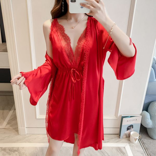 pyjamas lisacmvpnel spring pattern eyelashes lace camisole night skirt robe set imitation silk high temptation home sleepwear, Black;white
pyjamas lisacmvpnel spring pattern eyelashes lace camisole night skirt robe set imitation silk high temptation home sleepwear, Black;white