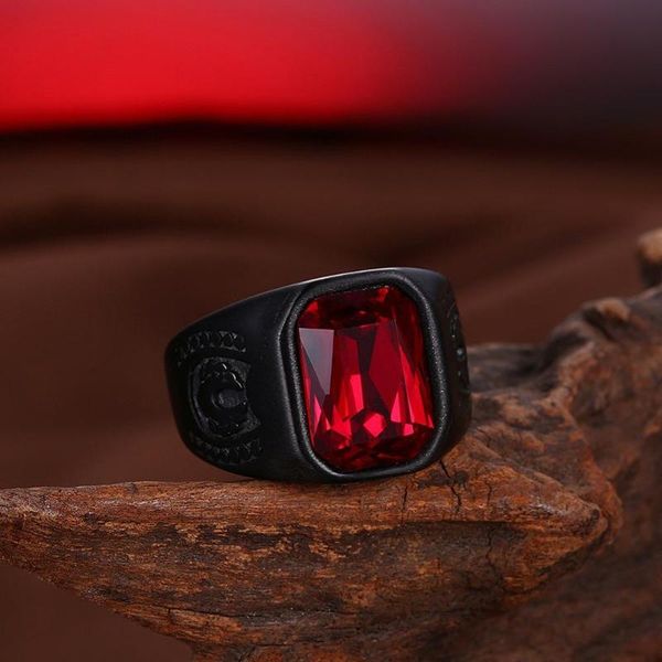 cluster rings fashion men's black titanium steel ring red synthetic zircon  crystal classic engagement jewelry for wedding, Golden;silver
cluster rings fashion men's black titanium steel ring red synthetic zircon  crystal classic engagement jewelry for wedding, Golden;silver