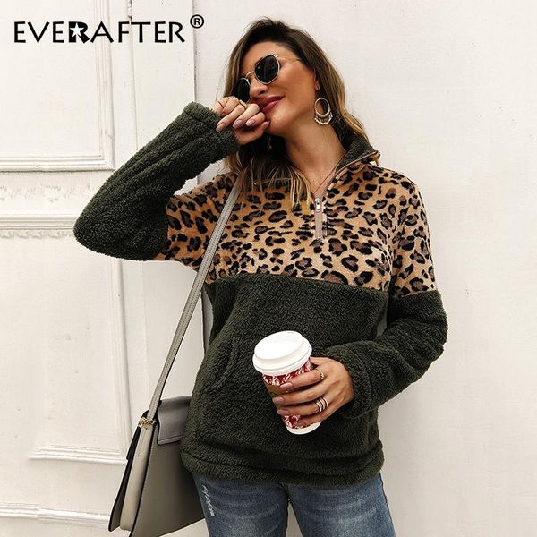 women's hoodies & sweatshirts everafter teddy lazy hoodie women leopard printed zippers pockets 2021 autumn warm fur turn-down collar, Black
women's hoodies & sweatshirts everafter teddy lazy hoodie women leopard printed zippers pockets 2021 autumn warm fur turn-down collar, Black