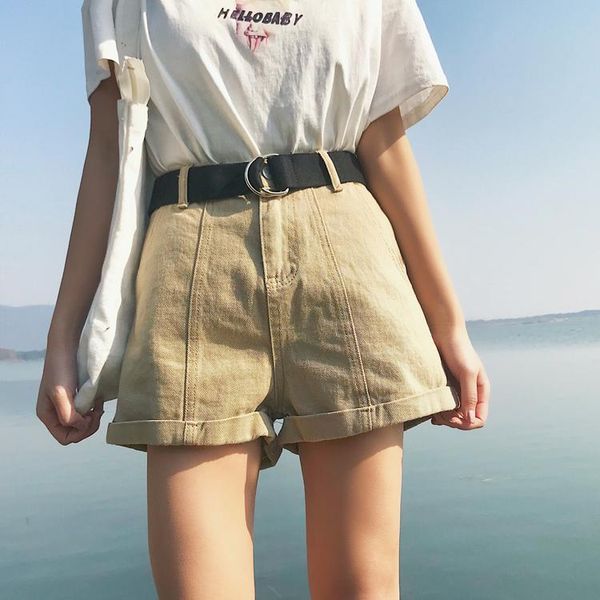 women's shorts korean summer 2021 vintage high waist denim casual solid roll up ladies short jeans for women, White;black
women's shorts korean summer 2021 vintage high waist denim casual solid roll up ladies short jeans for women, White;black