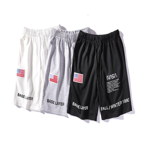 shorts summer nasa american flag embroidered astronaut casual pants for men and women, White;black
shorts summer nasa american flag embroidered astronaut casual pants for men and women, White;black