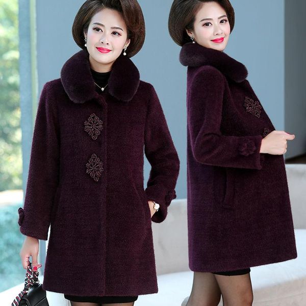 women's wool & blends women woolen jacket winter middle-aged imitate mink fleece mid long outerwear big fur collar thicken warm female, Black
women's wool & blends women woolen jacket winter middle-aged imitate mink fleece mid long outerwear big fur collar thicken warm female, Black