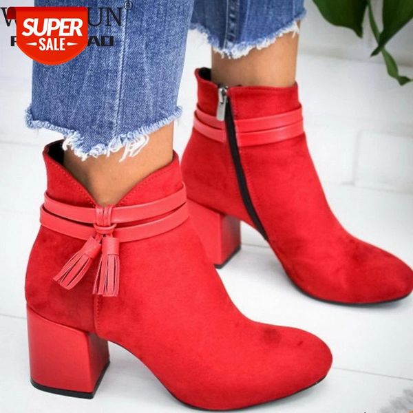 wdhkun 2020 red tassel ankle shoes women's shoes single boots autumn winter pointed toe thick with short boots #4i4j
wdhkun 2020 red tassel ankle shoes women's shoes single boots autumn winter pointed toe thick with short boots #4i4j