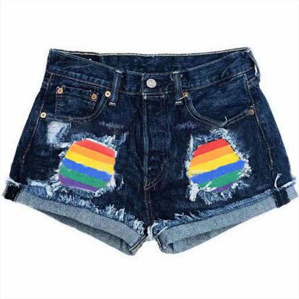 casual fashion rainbow splicing summer women short pocket personality super jeans female streetwear, White;black
casual fashion rainbow splicing summer women short pocket personality super jeans female streetwear, White;black