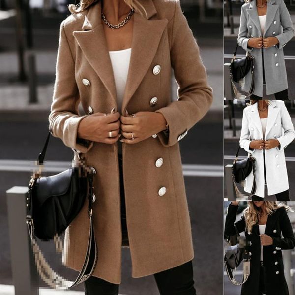 women's wool & blends autumn and winter plus size jacket faux blended long coat metal buttons double-breasted suit lo commuter, Black
women's wool & blends autumn and winter plus size jacket faux blended long coat metal buttons double-breasted suit lo commuter, Black