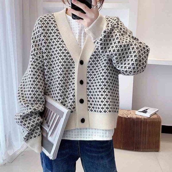 women's jackets korobov korean v neck long sleeve cardigans vintage single breasted knit hit color patchwork cardigan autumn japanese s, Black;brown
women's jackets korobov korean v neck long sleeve cardigans vintage single breasted knit hit color patchwork cardigan autumn japanese s, Black;brown