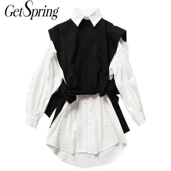 getsring women's sets lace up sleeveless sweater vest pleats long sleeve white shirt dress two piece set women clothes 210601
getsring women's sets lace up sleeveless sweater vest pleats long sleeve white shirt dress two piece set women clothes 210601