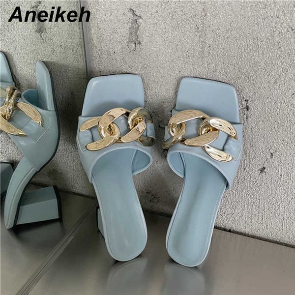 aneikeh summer fashion women shoes peep toe slippers pu square heels rome metal decoration party concise shallow solid 210615, Black
aneikeh summer fashion women shoes peep toe slippers pu square heels rome metal decoration party concise shallow solid 210615, Black