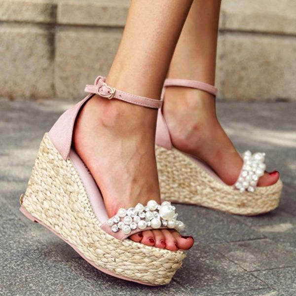 women shoes wedges platform sandals pearl crystal peep toe high heel ankle buckles sandalia female shoes#g5, Black
women shoes wedges platform sandals pearl crystal peep toe high heel ankle buckles sandalia female shoes#g5, Black
