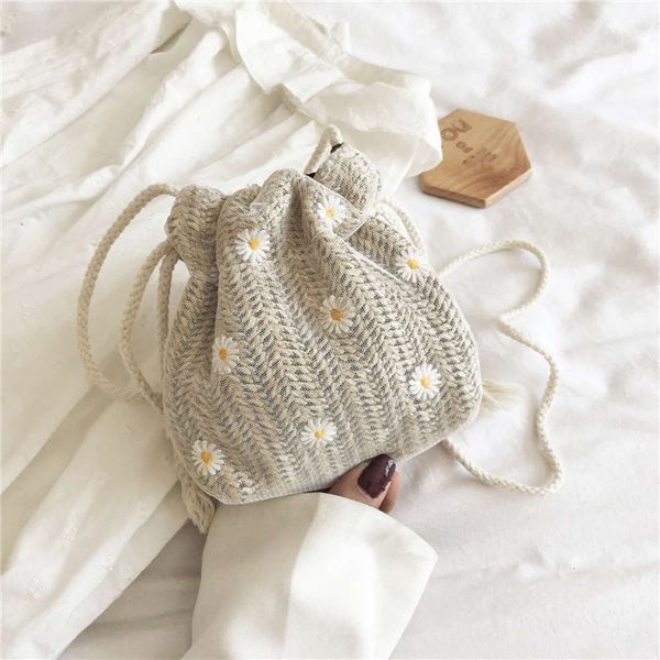 straw bag women's fashion lace bucket woven