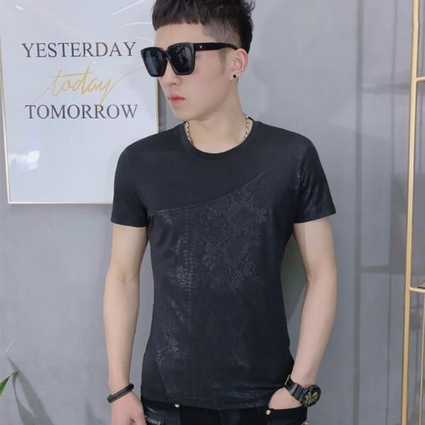 summer men round neck hip hop leather t-shirt tide male short-sleeved shirts skinny fashion personality stitching t shirt men's t-shirt, White;black
summer men round neck hip hop leather t-shirt tide male short-sleeved shirts skinny fashion personality stitching t shirt men's t-shirt, White;black