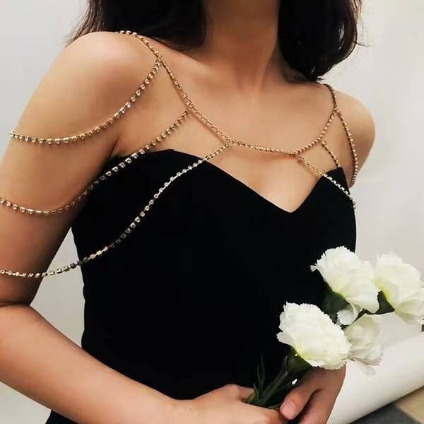 fashion women shiny full rhinestone bikini harness bra chest body cup chain necklace jewelry personality exaggeration gifts, Silver 
fashion women shiny full rhinestone bikini harness bra chest body cup chain necklace jewelry personality exaggeration gifts, Silver