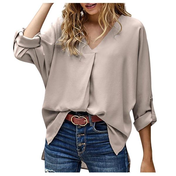 women's blouses & shirts women solid blouse v-neck fashion long sleeve t-shirt shirt loose pullovers office lady ol clothes femme l, White
women's blouses & shirts women solid blouse v-neck fashion long sleeve t-shirt shirt loose pullovers office lady ol clothes femme l, White