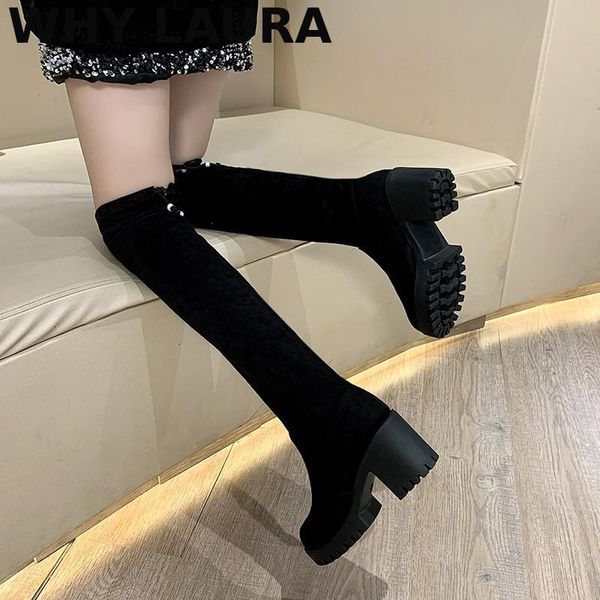 boots women's artificial suede over the knee zipper wear platform high heels thin thigh, Black
boots women's artificial suede over the knee zipper wear platform high heels thin thigh, Black