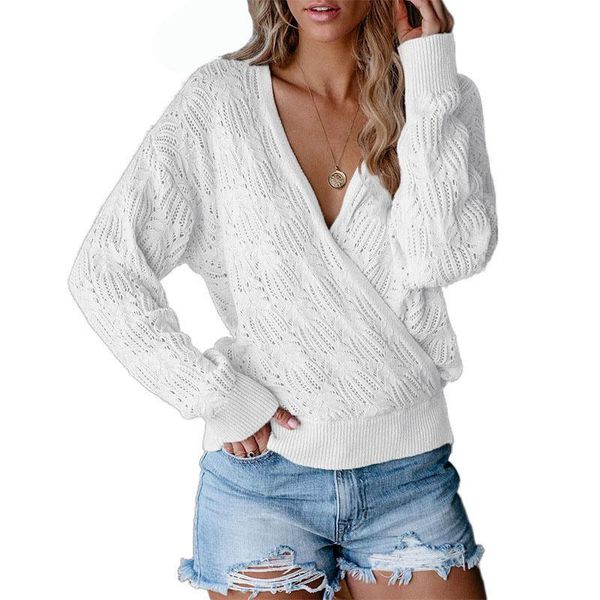 women's sweaters solid pullover sweater women spring autumn v neck knit long sleeve hollow out casual simple loose female fashion m645, White;black
women's sweaters solid pullover sweater women spring autumn v neck knit long sleeve hollow out casual simple loose female fashion m645, White;black