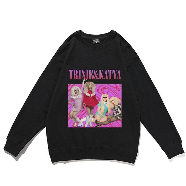 men's hoodies & sweatshirts trixie katya retro graphics pullover men women fashion casual pullovers hip hop trend streetwear woman over, Black
men's hoodies & sweatshirts trixie katya retro graphics pullover men women fashion casual pullovers hip hop trend streetwear woman over, Black