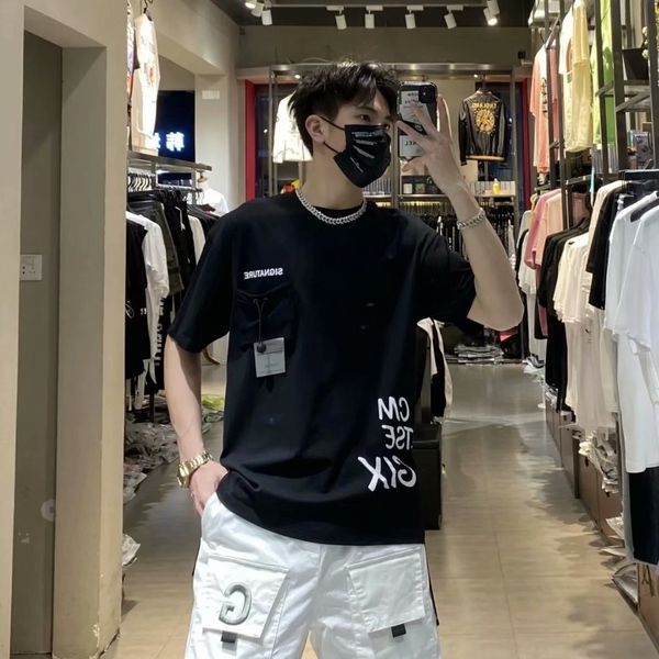 t shirt en7 fashion brand design short sleeve men's splicing zipper loose round neck letter printing leisure vacation two and a half, White;black
t shirt en7 fashion brand design short sleeve men's splicing zipper loose round neck letter printing leisure vacation two and a half, White;black