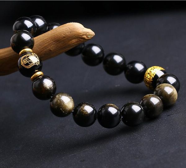 natural gold obsidian bracelet men jewelry six-word mantra beads stretch bracelets for women 12mm beaded, strands, Black
natural gold obsidian bracelet men jewelry six-word mantra beads stretch bracelets for women 12mm beaded, strands, Black