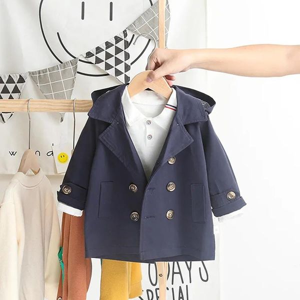 jackets spring and autumn boy's jacket toddler baby double-breasted trench coat children's casual boy with hood, Blue;gray
jackets spring and autumn boy's jacket toddler baby double-breasted trench coat children's casual boy with hood, Blue;gray