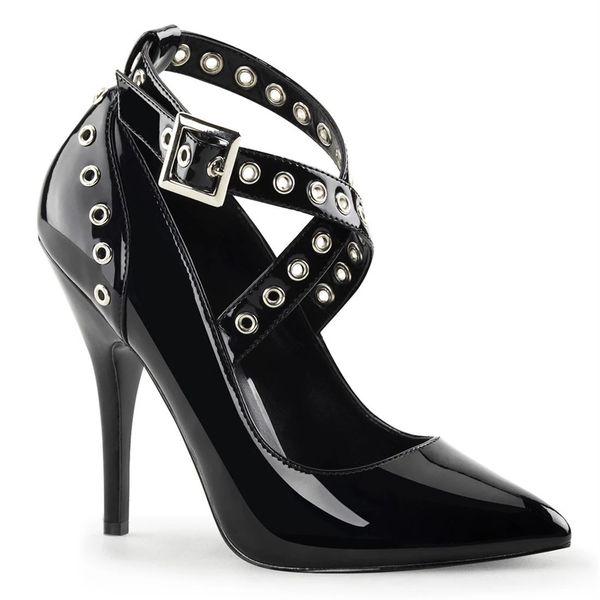 luxury dress shoes 13cm patent leather pointed cross with rivets decorative high-heeled women's sho, Black
luxury dress shoes 13cm patent leather pointed cross with rivets decorative high-heeled women's sho, Black