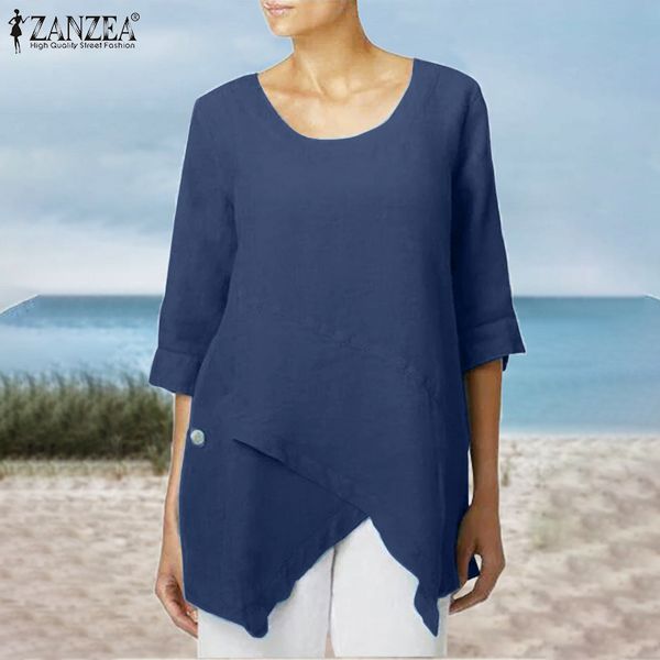 blouses women's asymmetrical blouse 2021 stylish spring shirts casual 3/4 sleeve blusas female button o neck plus size tunic, White
blouses women's asymmetrical blouse 2021 stylish spring shirts casual 3/4 sleeve blusas female button o neck plus size tunic, White