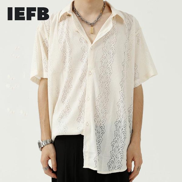 men's casual shirts iefb hollow out short sleeve summer korean loose personality fashion shirt thin black oversize clothing, White;black
men's casual shirts iefb hollow out short sleeve summer korean loose personality fashion shirt thin black oversize clothing, White;black