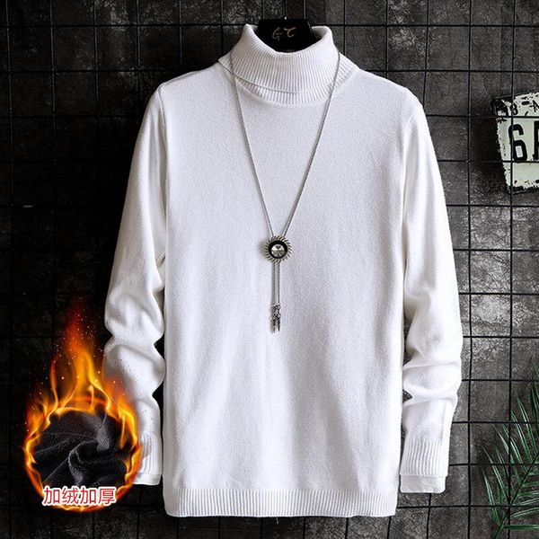 men's sweaters high neck sweater plush thickened korean student style personalized fashion autumn and winter, White;black
men's sweaters high neck sweater plush thickened korean student style personalized fashion autumn and winter, White;black