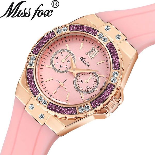 wristwatches missfox women luxury fashion diamond rose gold chronograph pink rubber band ladies watches quartz, Slivery;brown
wristwatches missfox women luxury fashion diamond rose gold chronograph pink rubber band ladies watches quartz, Slivery;brown