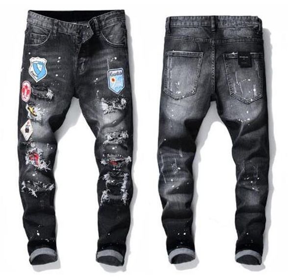 mens badge rips stretch designer jeans distressed ripped biker slim fit washed motorcycle denim men s hip hop fashion man pants 2021, Blue
mens badge rips stretch designer jeans distressed ripped biker slim fit washed motorcycle denim men s hip hop fashion man pants 2021, Blue