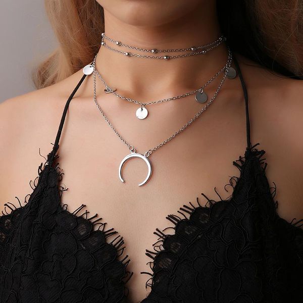 pendant necklaces vintage multilayer moon circle necklace for women gold silver color beads crescent choker charm jewelry
pendant necklaces vintage multilayer moon circle necklace for women gold silver color beads crescent choker charm jewelry