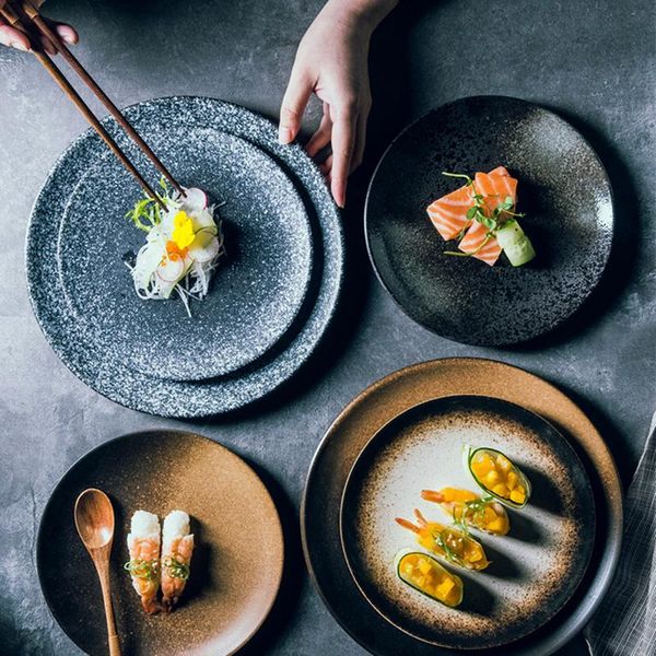 dishes & plates creative retro japanese ceramic plate disc household flat dish cutlery bowl set black sushi steak
dishes & plates creative retro japanese ceramic plate disc household flat dish cutlery bowl set black sushi steak