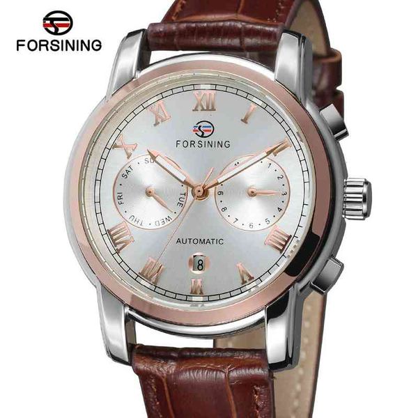originele mannen forsining automatische nieuwe mechanische kalender horloge met lederen band militaire klok relojes, Slivery;brown
originele mannen forsining automatische nieuwe mechanische kalender horloge met lederen band militaire klok relojes, Slivery;brown