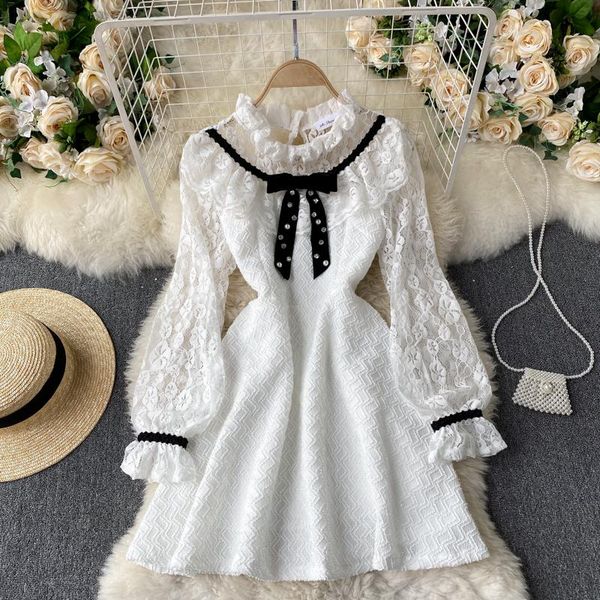 foamlina korean fashion women lace mini dress fairy sweet female party elegant autumn full sleeve hollow out chic vestidos casual dresses, Black;gray
foamlina korean fashion women lace mini dress fairy sweet female party elegant autumn full sleeve hollow out chic vestidos casual dresses, Black;gray