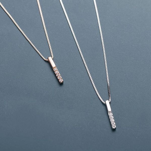 zircon geometric pendant necklace women's simple fashion jewelry vertical clavicle chains, Silver
zircon geometric pendant necklace women's simple fashion jewelry vertical clavicle chains, Silver