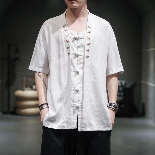 men's dress shirts summer shirt tang suit pan button han short sleeve loose linen chinese style fashion, White;black
men's dress shirts summer shirt tang suit pan button han short sleeve loose linen chinese style fashion, White;black