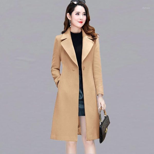 women's wool & blends 2021 winter slim plus size women woolen jacket casual pocket medium long solid color sleeve coat, Black
women's wool & blends 2021 winter slim plus size women woolen jacket casual pocket medium long solid color sleeve coat, Black