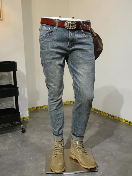 men's jeans spring autumn fashion streetwear slim fit elastic casual hip hop denim pants, Blue
men's jeans spring autumn fashion streetwear slim fit elastic casual hip hop denim pants, Blue